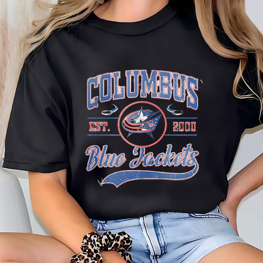 Columbus Blue Jacket Sweatshirt, Vintage Columbus Hockey Shirt, Columbus Hockey Crewneck, Blue Jackets Hockey Youth Sweater, Hockey Fan Gift T-shirt