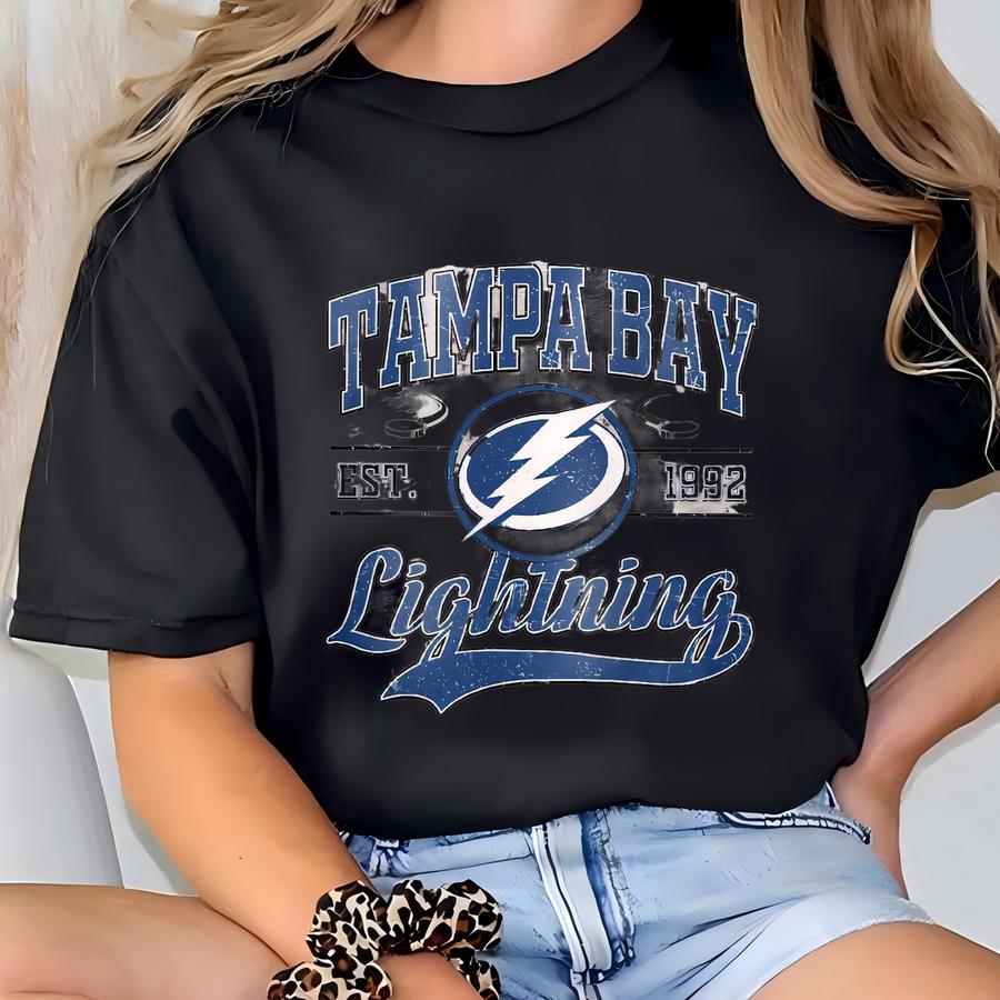 Tampa Bay Lightning Sweatshirt, Vintage Tampa Bay Hockey Shirt, Tampa Bay Hockey Crewneck, Lightning Hockey Youth Sweater, Hockey Fan Gift T-shirt