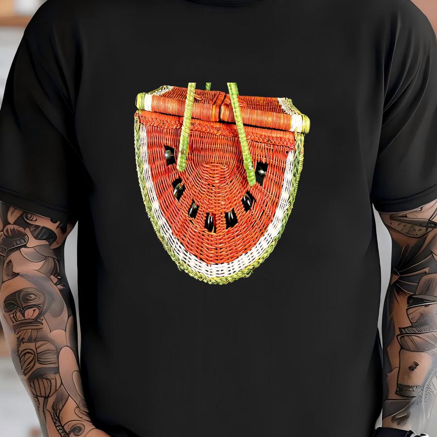 Vintage Wicker Watermelon Picnic Basket: Retro Hinged Lids (19 T-shirt