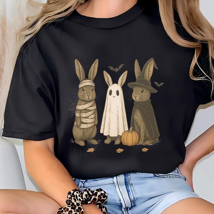 Halloween Bunny Sweatshirt, Halloween Bunny Sweater, Bunny Ghost Sweatshirt, Bunny Witch Shirt, Bunny Lover Gift, Animal Halloween, Fall Tee T-shirt