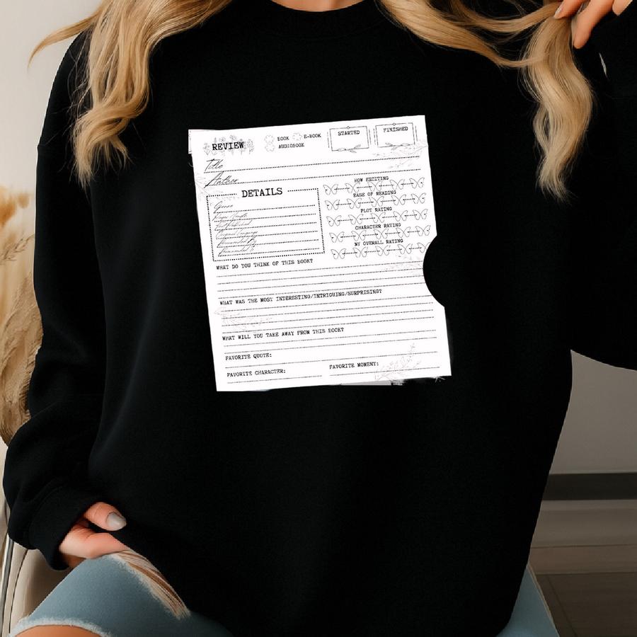 Botanical Minimalist Printable Book Review Page, Digital Download Png (a4, A5, Us Letter) Sweatshirt