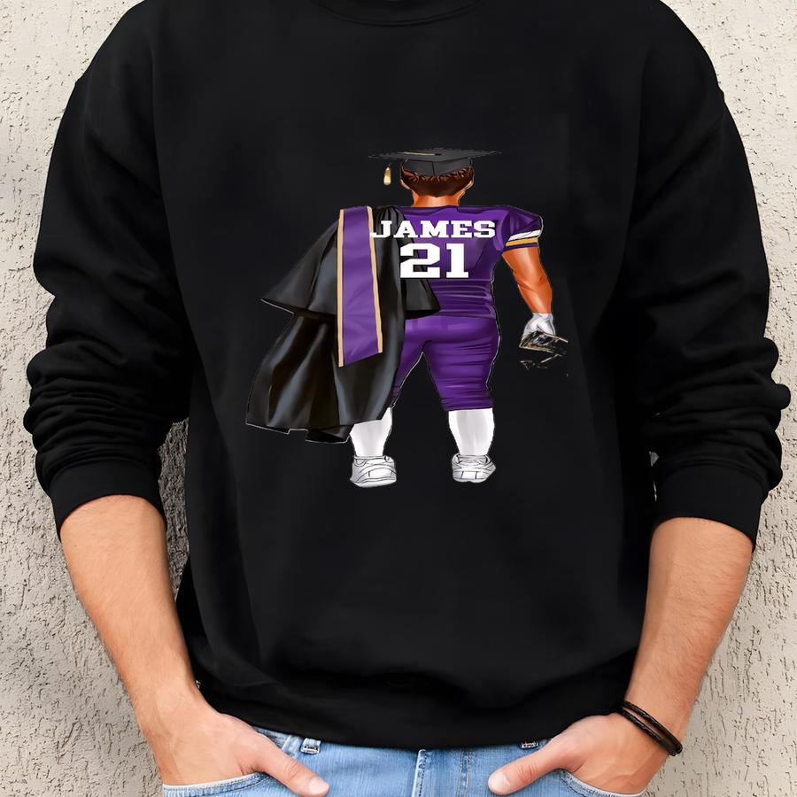 Custom Football Graduation Canvas Wall Art, High School Senior Night Football Gifts, Look-a-like Football Player, Senior Grad Party Poster Sweatshirt