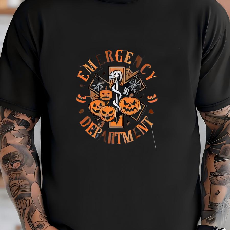 Emergency Department Halloween Shirt • Er Nurse Fall Work Tshirt • Emergency Nurse Gift • Emergency Room Tech Tees • Spooky Er Crew Crewneck T-shirt