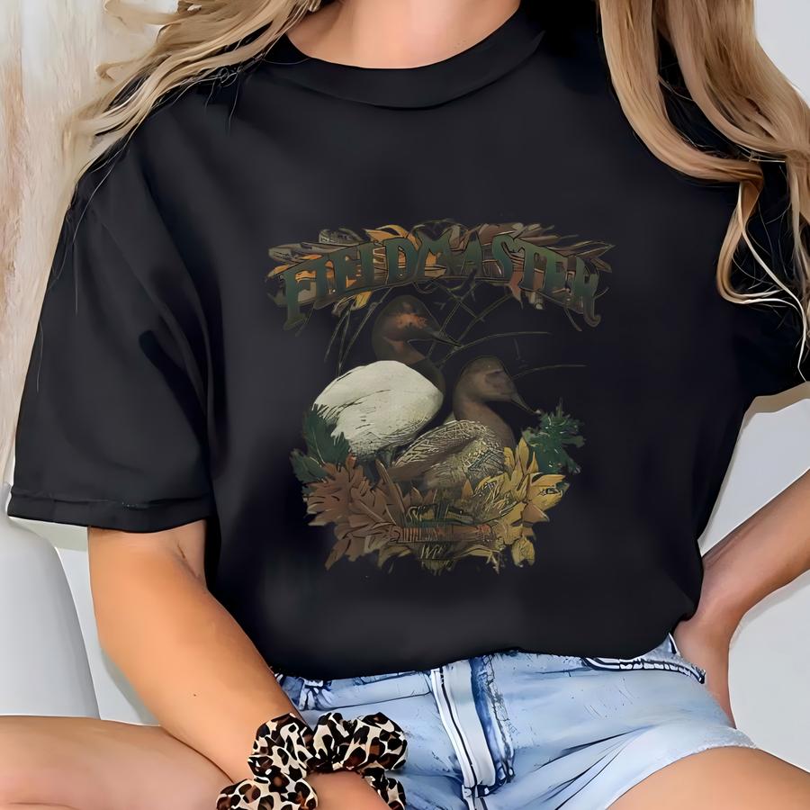 Vintage 90s Fieldmaster Mallard Duck Sweatshirt Large Duck Animal Printed Jumper Duck In Lake View North American Pond Beauty Sweater Size L T-shirt