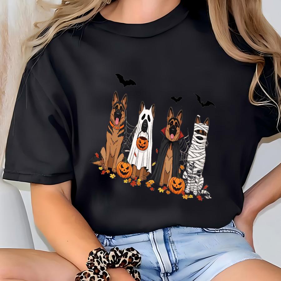 Halloween Dog Sweatshirt, German Shepherd Ghost Dogs Sweatshirt, Halloween Sweatshirt, Halloween Sweater, Ghost Sweatshirt, Ghost Dog Shirt T-shirt