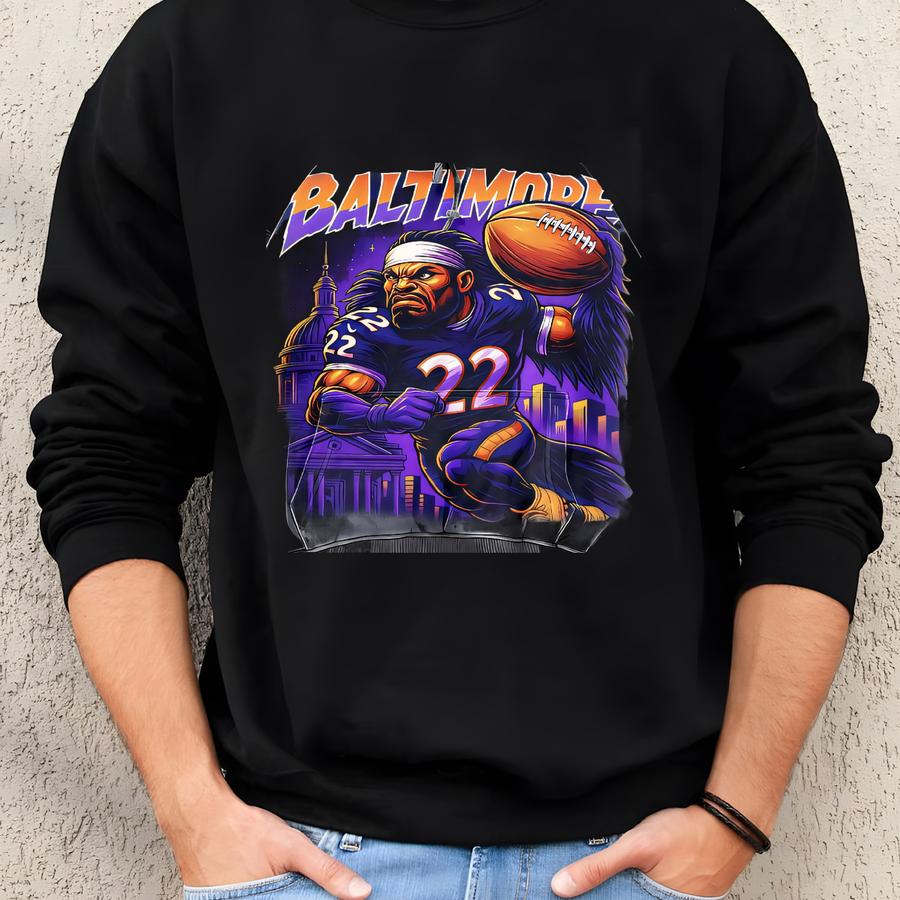 Vintage Derrick Henry Baltimore Football Washed Hoodie, Retro Heavy T-shirt, Oversized Sweatshirt, Unisex Shirt, Gift For Him Gift For Her Sweatshirt