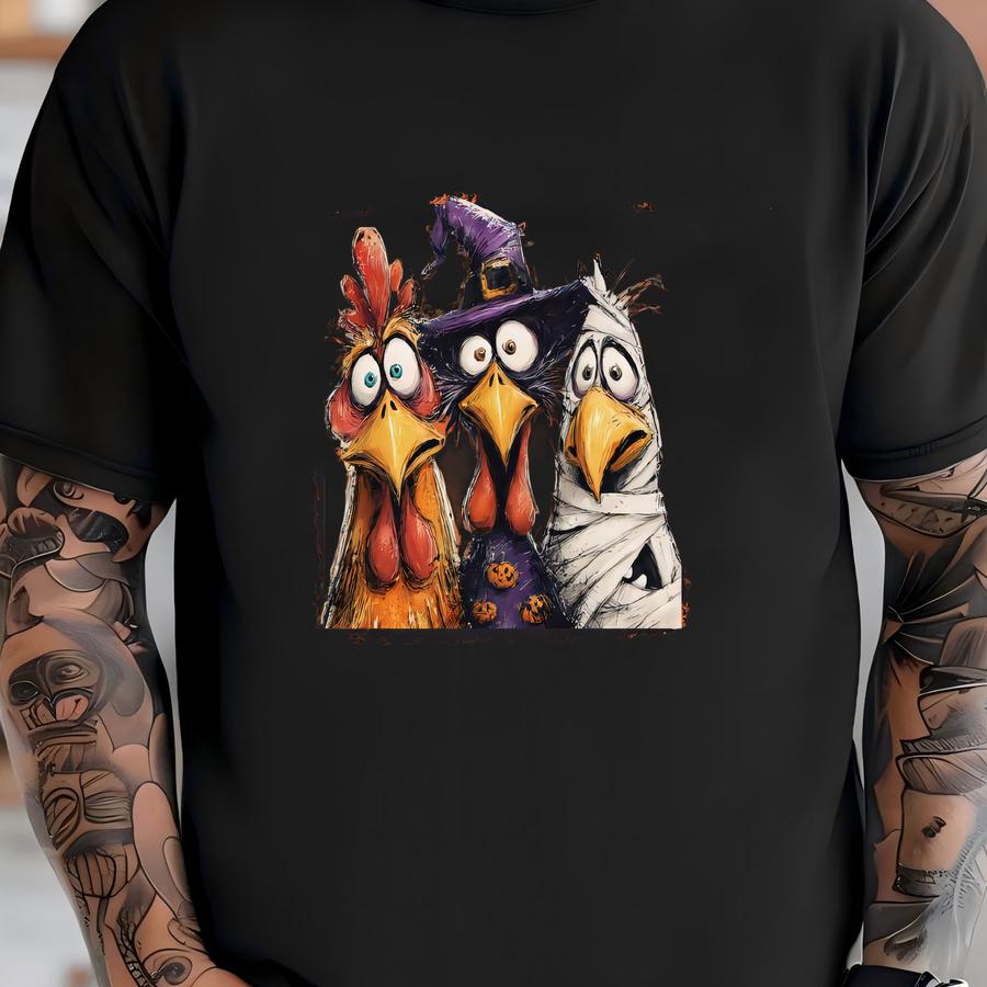 Funny Halloween Chickens Hoodie / Sweatshirt: Witch Mummy Rooster Costume Tee T-shirt