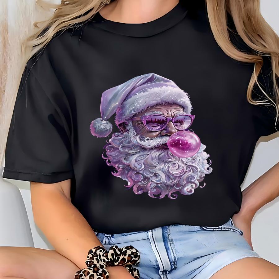 Bubblegum Santa Png, Bubble Blowing Santa, Christmas Png, Christmas Shirt Png, Png Sublimation File, Retro Santa Png, Santa Sublimaiton Png T-shirt
