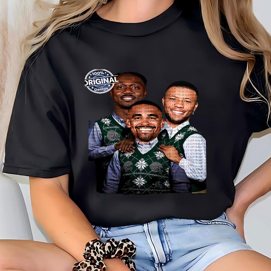 Saquon Barkley Jalen Hurts Aj Brown Philadelphia Hoodie, Step Brothers Football Shirt, Funny Ugly Christmas Sweater Shirt, Eagles Football T-shirt