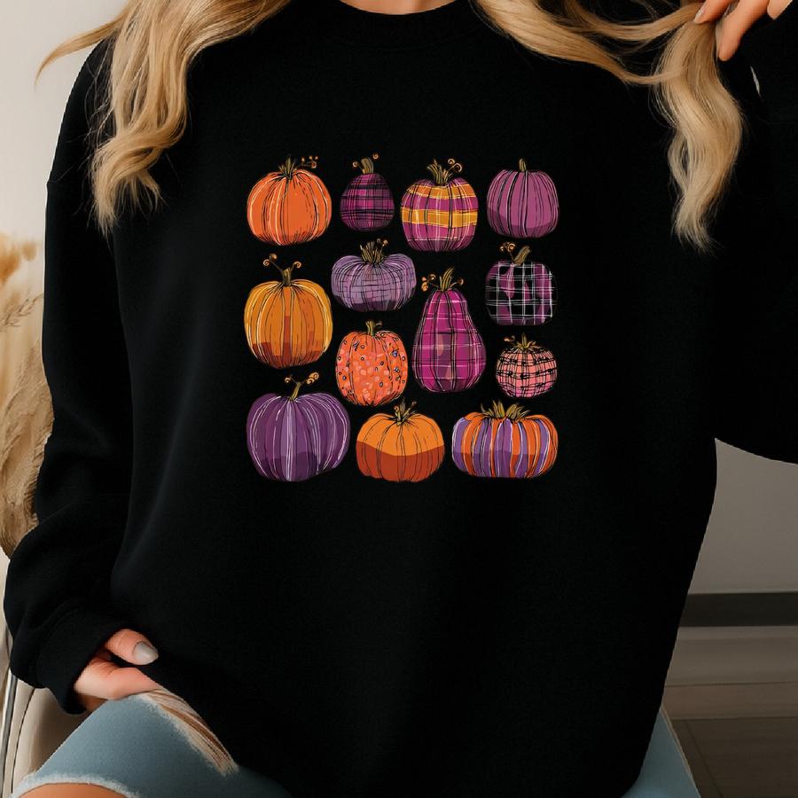 Plaid Pumpkins T-shirt / Sweatshirt: Autumn Harvest Graphic Tee Sweatshirt