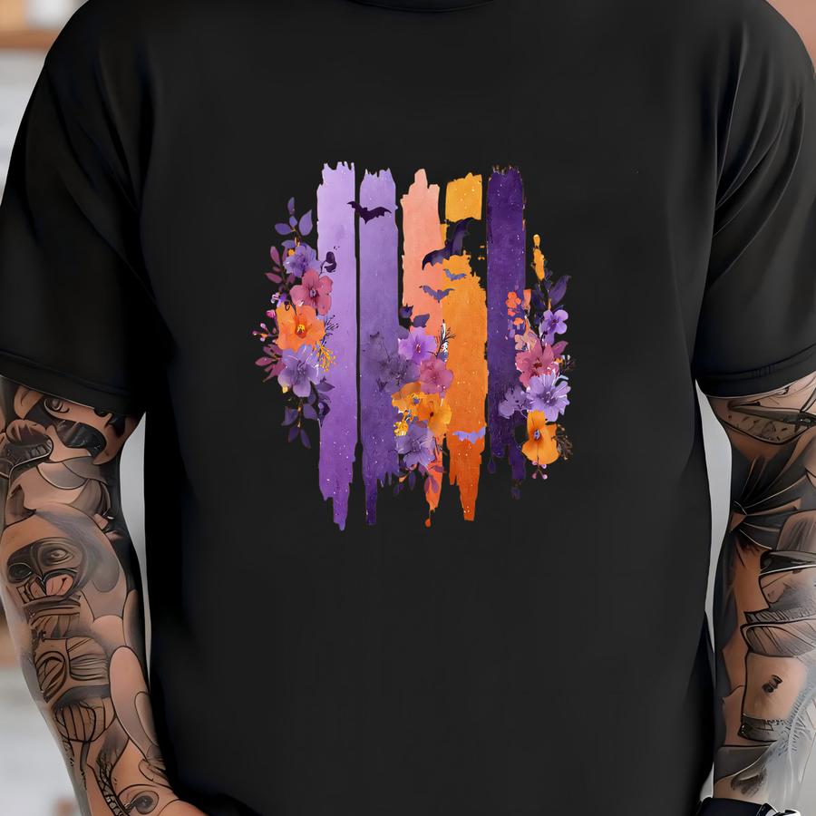 Floral Bats Halloween Hoodie / Sweatshirt: Spooky Watercolor Tee T-shirt