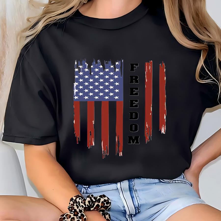 Freedom Shirt: Distressed Usa Flag Patriotic Tee T-shirt