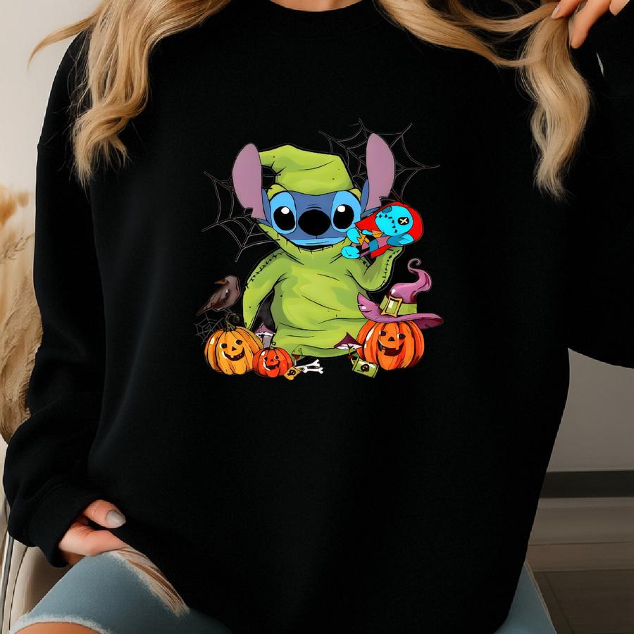 Stitch Halloween Youth T-shirt, Stitch Shirt, Halloween Crewneck, Halloween Tee, Land Halloween Party Tee, Pumpkin Tee Sweatshirt
