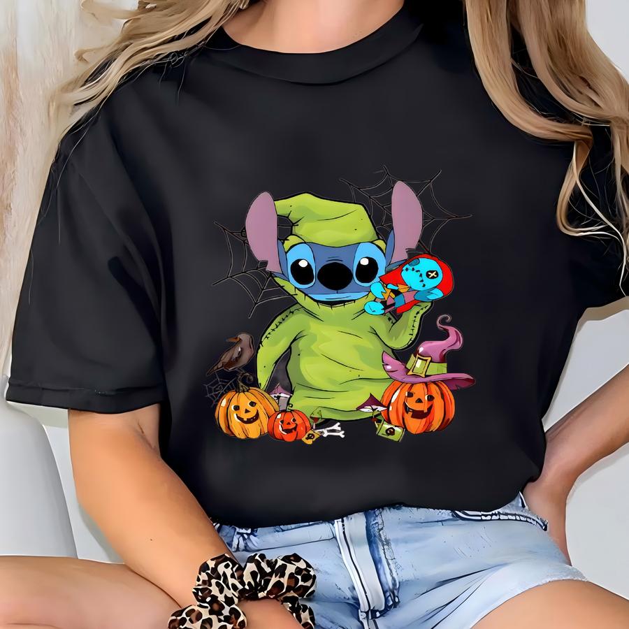 Stitch Halloween Youth Hoodie, Stitch Shirt, Halloween Crewneck, Halloween Tee, Land Halloween Party Tee, Pumpkin Tee T-shirt