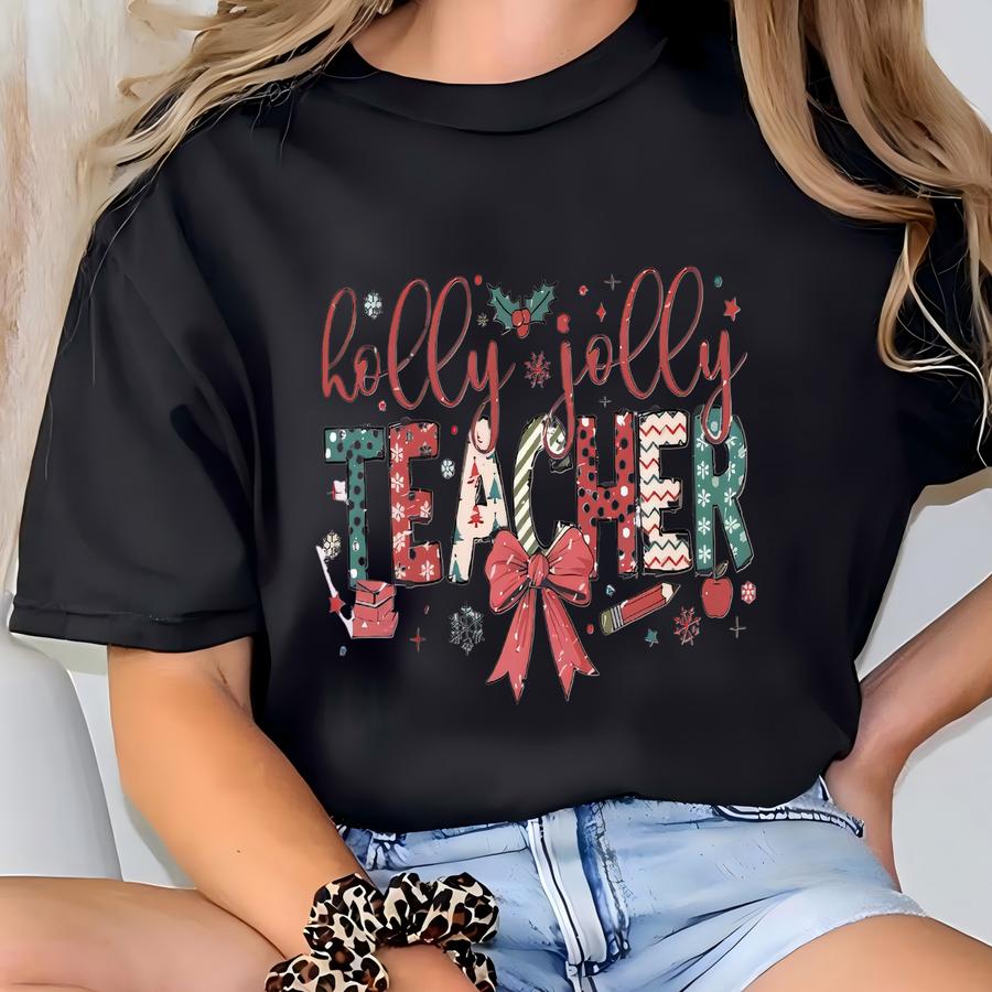 Christmas Sweatshirt, Holly Jolly Crewneck Sweatshirt, Gildan Pullover, Women's Shirt T-shirt