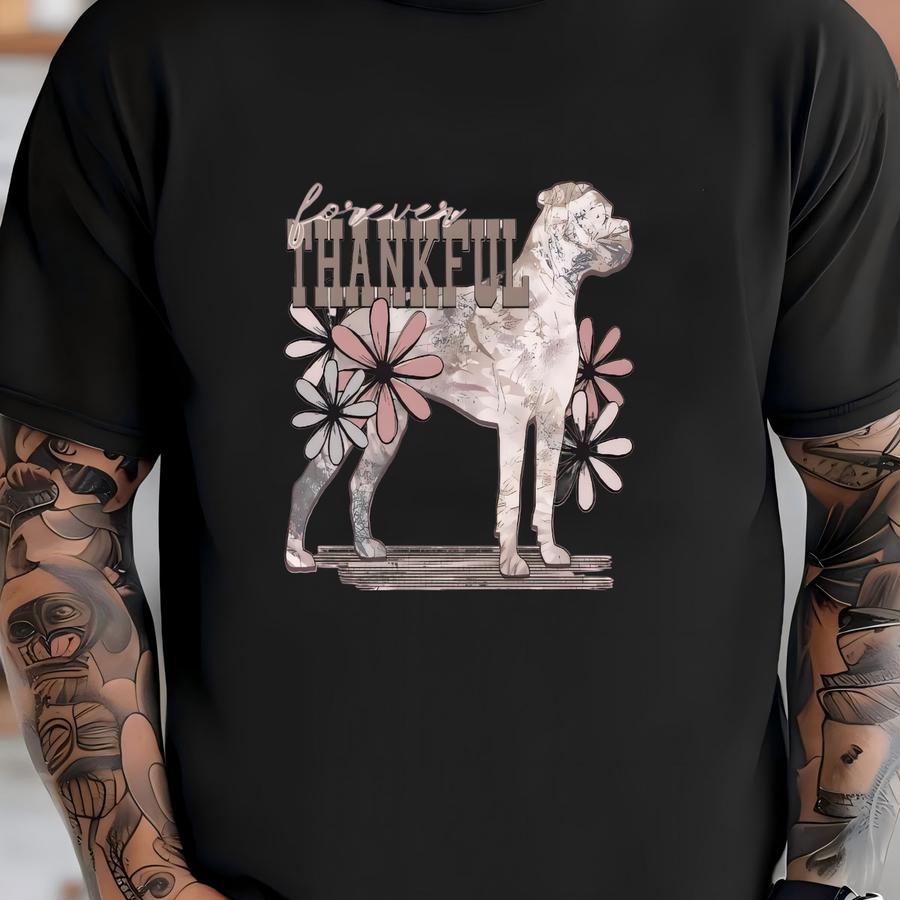 Forever Thankful Boxer Dog Hoodie / Sweatshirt: Floral Design, Dog Lover Gift T-shirt