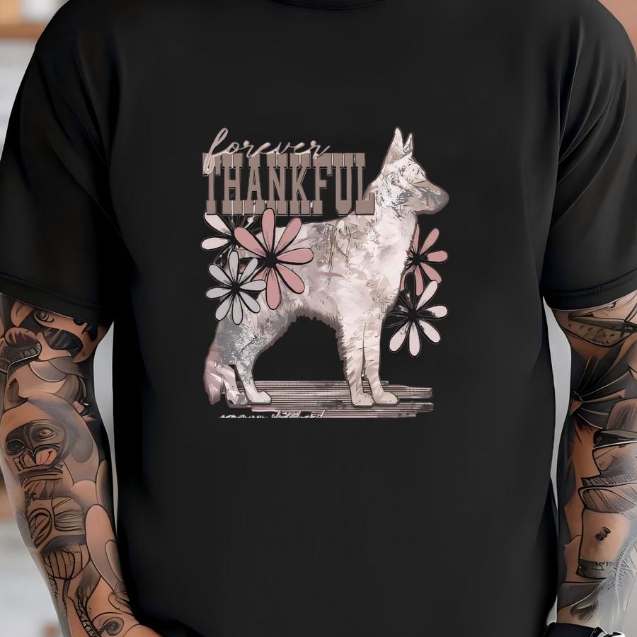 Floral German Shepherd Hoodie / Sweatshirt: Forever Thankful Dog Mom Gift T-shirt