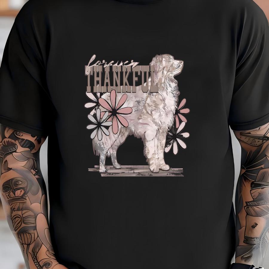 Floral Australian Shepherd Hoodie / Sweatshirt: Forever Thankful Dog Lover Gift T-shirt