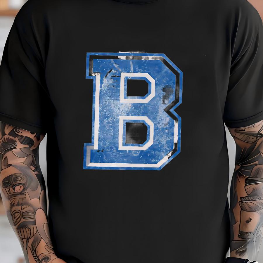 Distressed Varsity Crewneck Sweatshirt And Tee| Cute Football Merch | Game Day | Football Mom Shirt | Kids School Team Number T-shirt