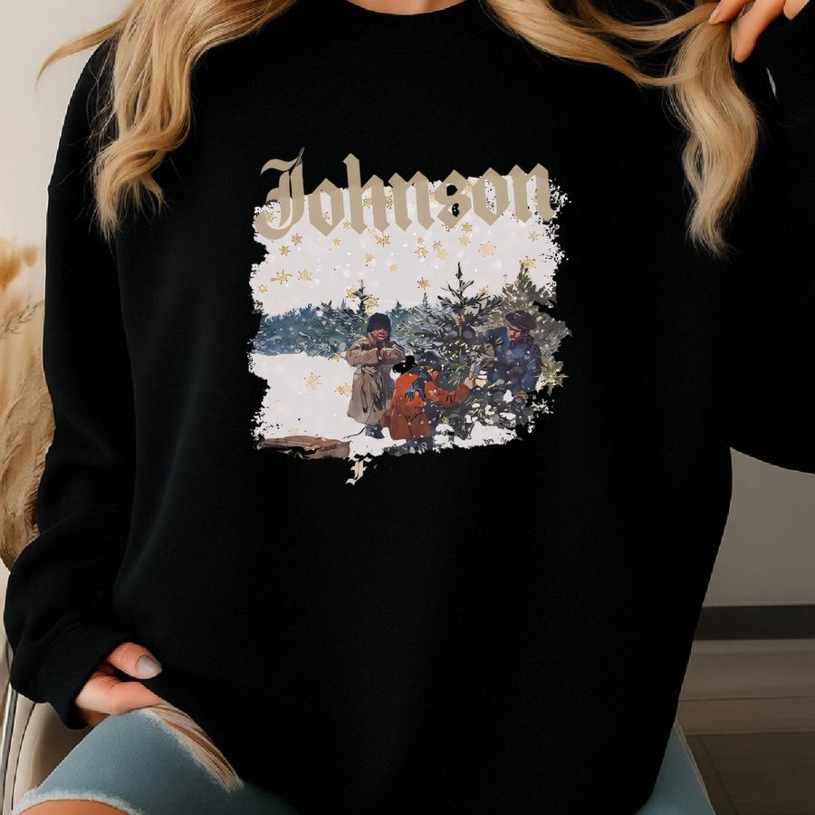 Custom Family Cutting Christmas Tree Scene Vintage Style, Christmas Apparel Sweatshirts Tshirt Sweatshirt