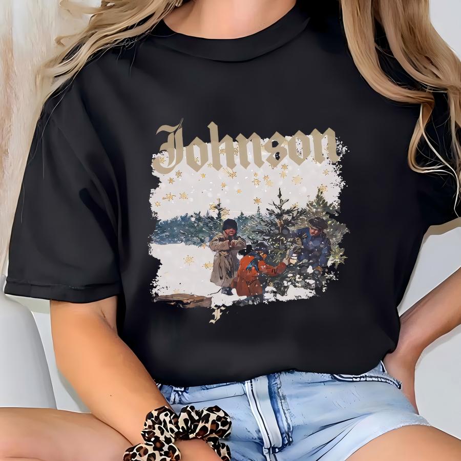 Custom Family Cutting Christmas Tree Scene Vintage Style, Christmas Apparel Sweatshirts Tshirt T-shirt