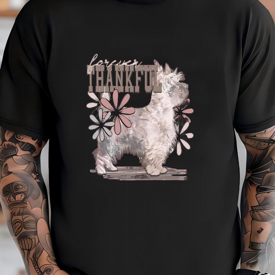 Forever Thankful Yorkie Hoodie / Sweatshirt: Floral Dog Lover Gift T-shirt