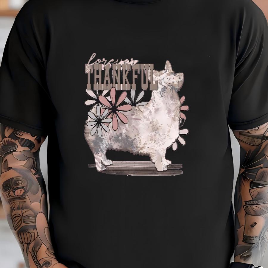 Forever Thankful Corgi Hoodie / Sweatshirt: Floral Dog Mom Tee -  T-shirt