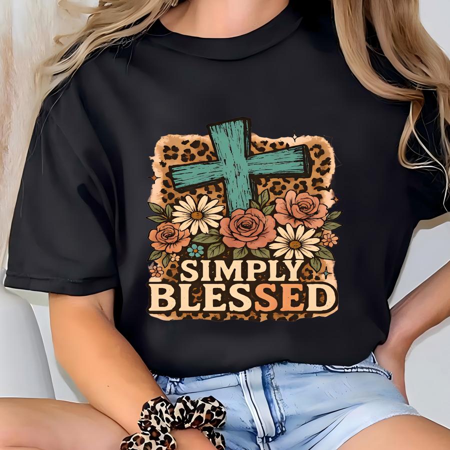 Leopard Floral Cross Shirt, Christian Gifts For Mom, Grandma, Faith Gifts, Thanksgiving Outfit, ® Fall Christian Shirt T-shirt