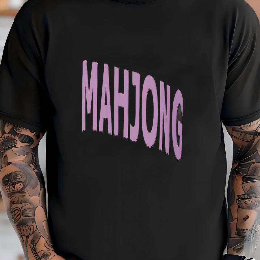 Sweatshirt: Mahjong Printed On Front Mahj On Back, Garment-dyed Cotton-blend Fce T-shirt