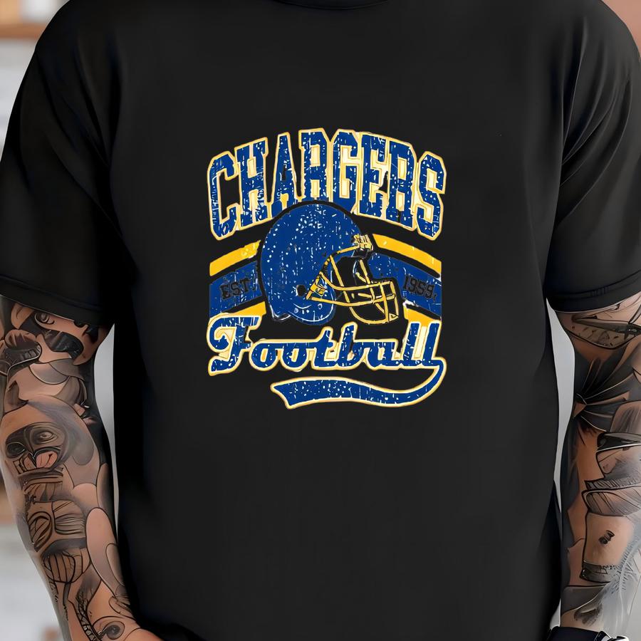 Chargers Football Vintage Tall Beefy-t® Hoodie, Retro Design, , Unisex Football Shirt, Game Day, Sports Fan Gift, La, Ca T-shirt