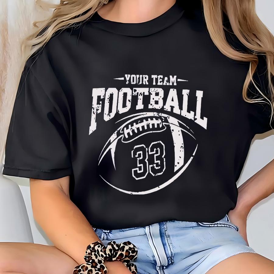 Custom Football Team Name Number Sve Print Sweatshirt, Football Mom Hoodie, Football Team Sweatshirt, High School Football Sweatshirt T-shirt