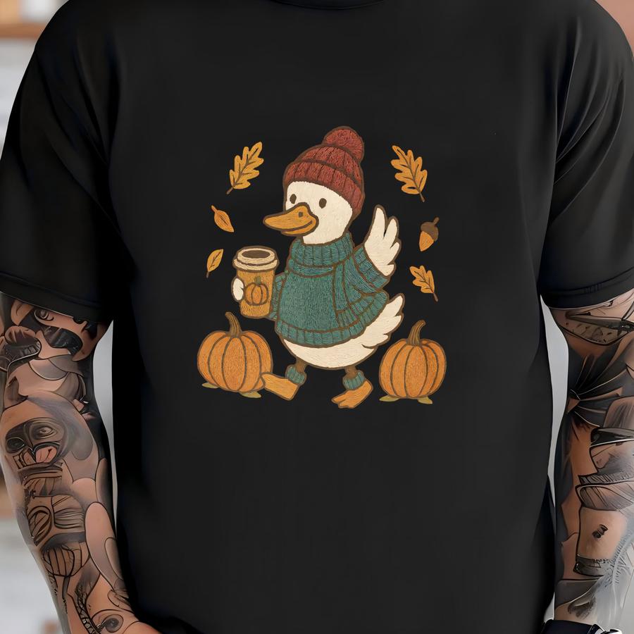 Autumn Duck Hoodie / Sweatshirt: Pumpkin Spice, Cozy Fall Tee T-shirt