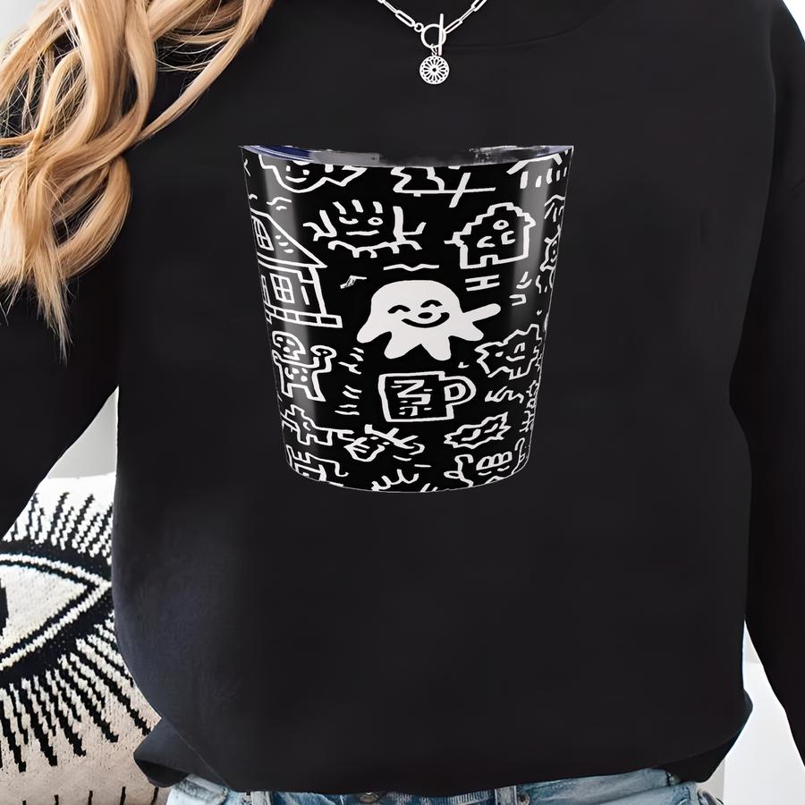 Fall Halloween Tumbler - Spooky Ghost Travel Mug, Autumn Insulated Stainless Steel Cup, Fun Fall Coffee Cup Gift Sweatshirt