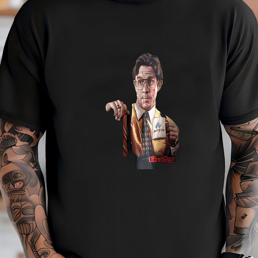 Vintage 2000’s Y2k Office Space Minimalist Grunge Black Graphic Tee - Medium T-shirt