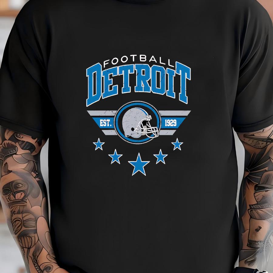 Retro Detroit Football Sweatshirt, Detroit Game Day Sweatshirt, Detroit Football Fan Gift, Vintage Retro 80s Style Detroit Football Shirt T-shirt