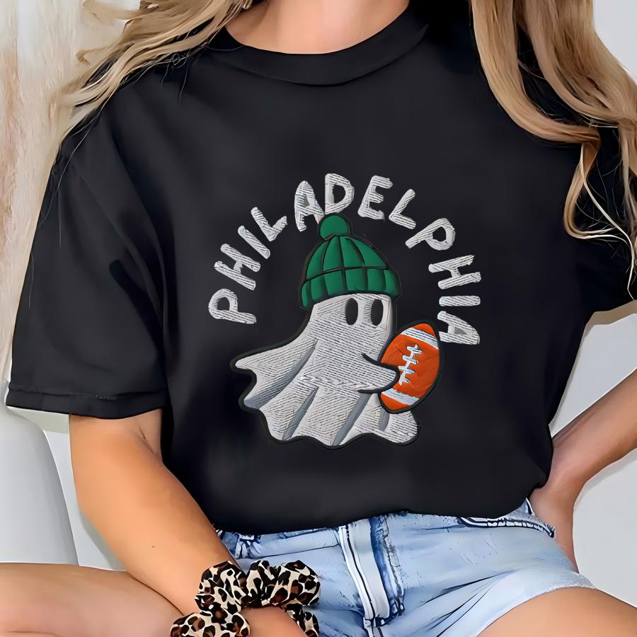 Ghost Philadelphia Football Shirt, Football Game Day Mom T Shirt, Halloween Football, Philadelphia Football T-shirt