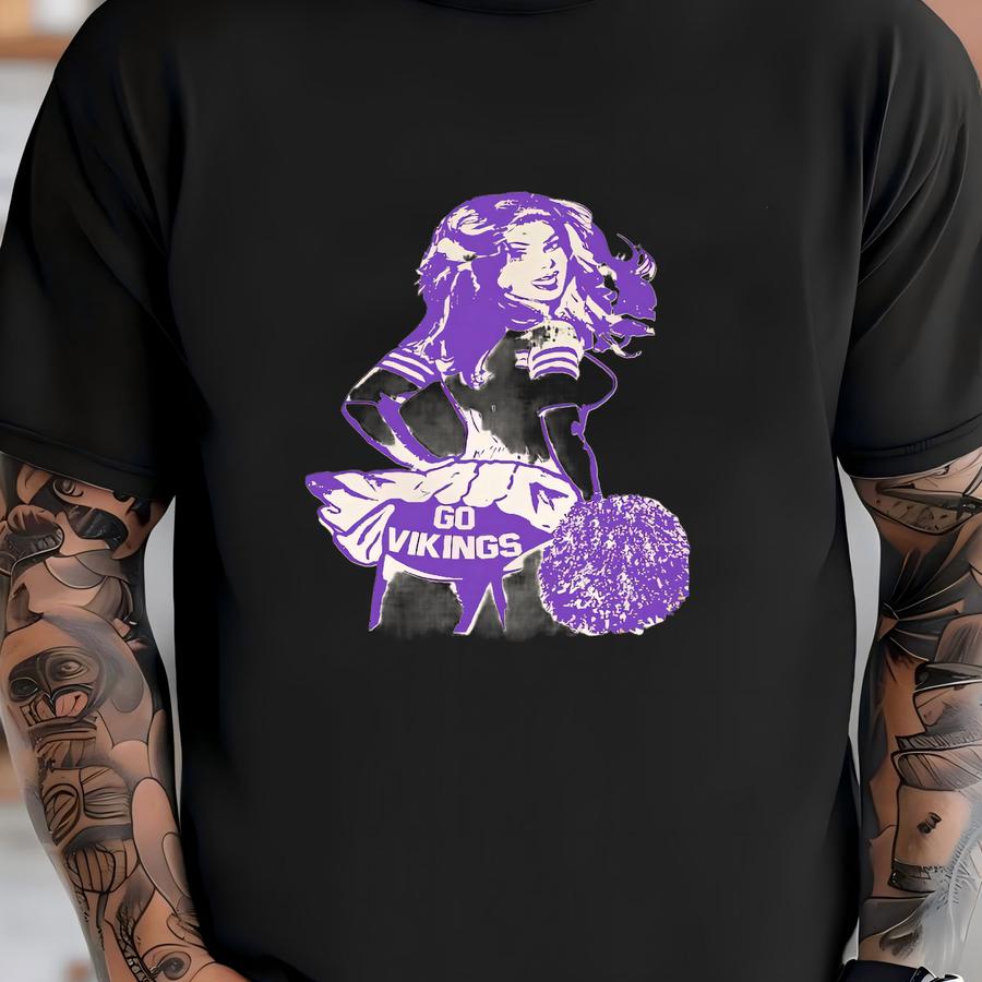 Go Vikings Hoodie, Vintage Football Shirts For Women Men, Ladies Vikings Cheerleader Tee, Cool Cute Graphic Shirt, Minnesotta Football Tee T-shirt