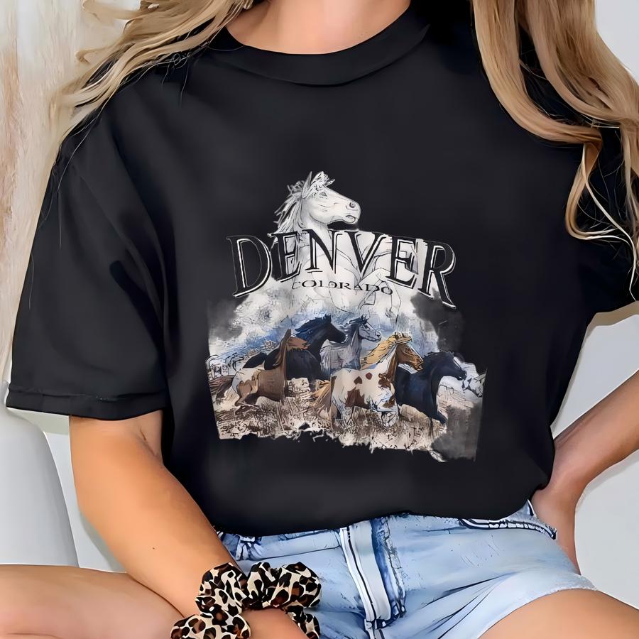 Vintage 90s Denver Colorado Horses Animal White Sweatshirt 2 Kentucky Jockey Club Horse Races Crewneck Horse Printed Sweater Size 2xl T-shirt