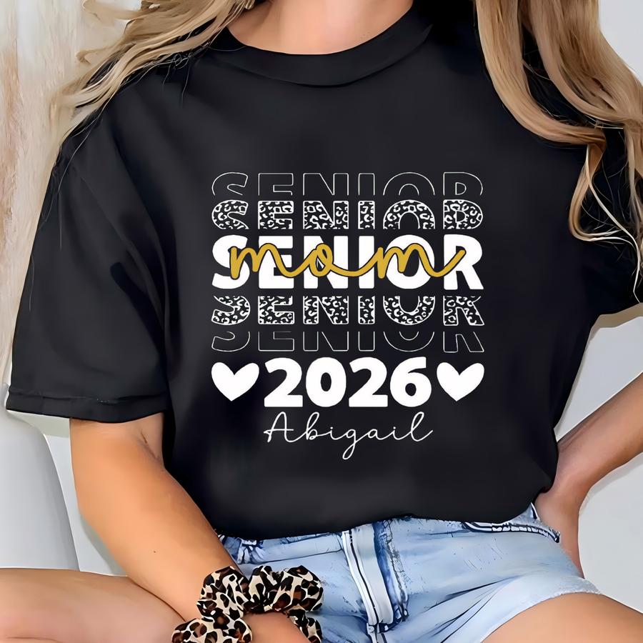 Senior Mom 2026 Shirt: Personalized Graduation Leopard Tee T-shirt