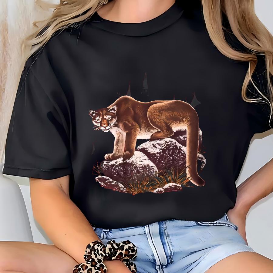 Vintage 90s National Wildlife Habitat Red Sweatshirt Large American Wildlife Cougar Animal Printed Crewneck Cougar Hunting Sweater Size L T-shirt