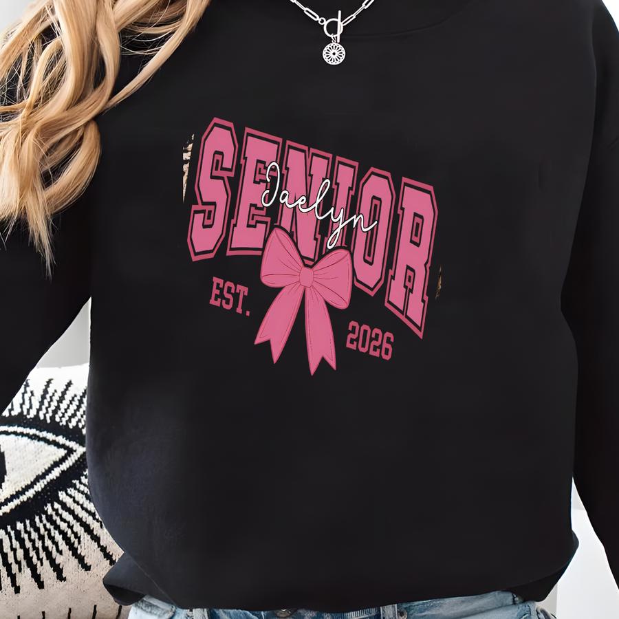 Custom Senior 2026 Bow Shirt: Personalized Graduation Gift Sweatshirt