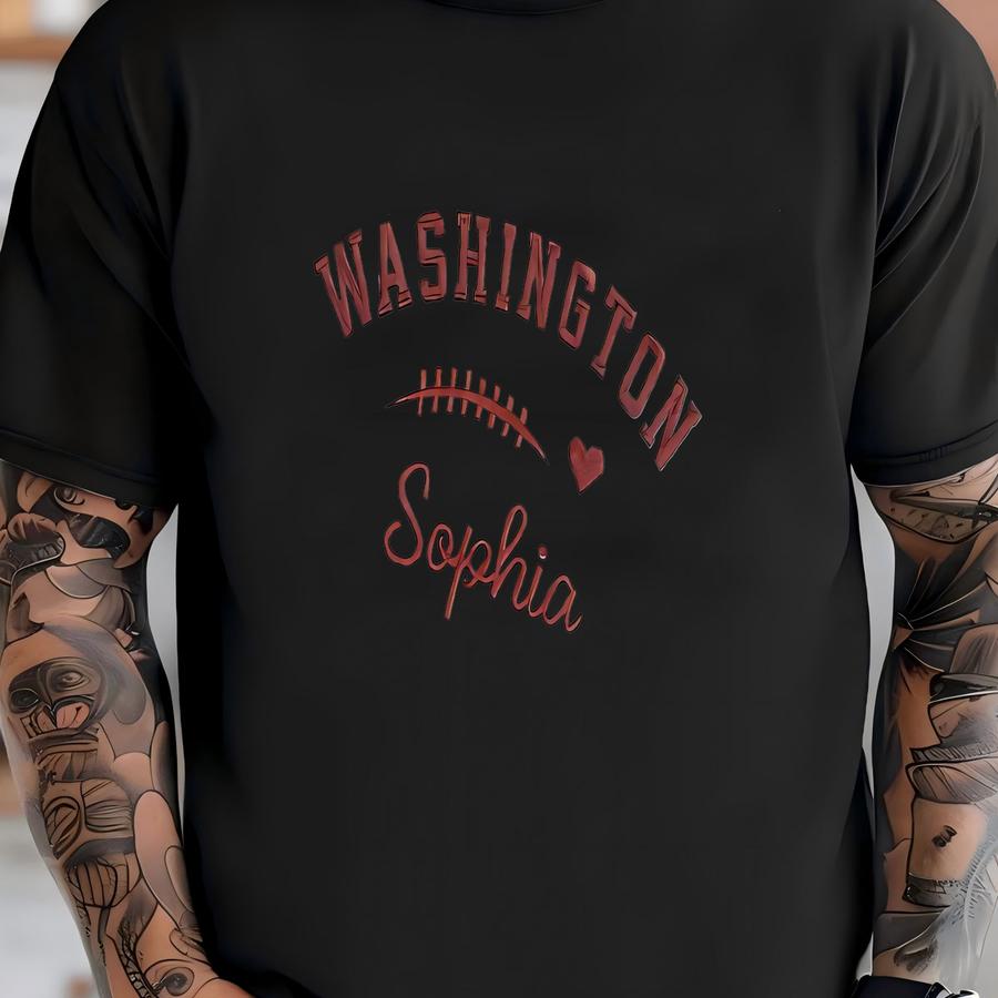 Personalized Washington Football Quarter-zip Sweatshirt: Custom Name Text, Cozy Game Day Pullover T-shirt