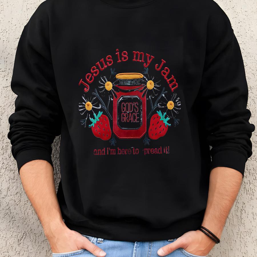 Jesus Is My Jam Sweatshirt: Christian Western Ghost Design Sweatshirt