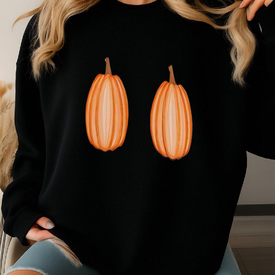 Cozy Pumpkin Drop Shoulder Sweatshirt, Oversized Halloween Fall Pullover, Black And White Bra Sweater, Comfortable And Warm Top, Halloween Sweatshirt