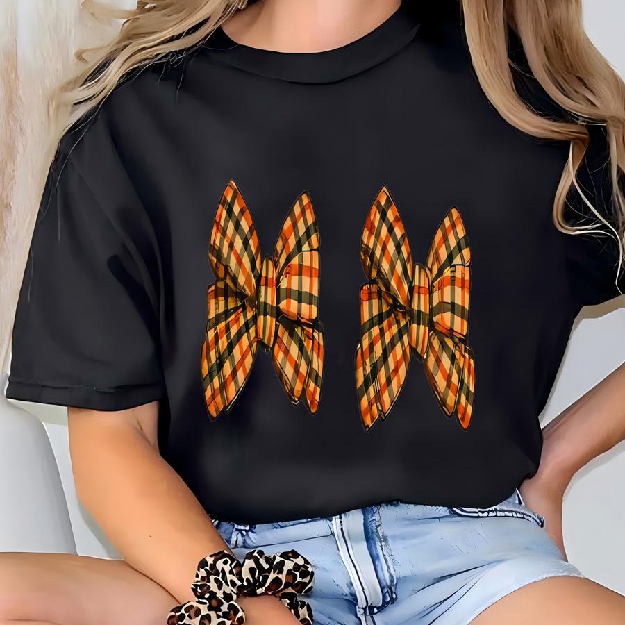 Cropped Festival Tee, Fall Bows Women's Shirt, Cute Halloween Bra Top, Trick Or Treating Crop, Layering Hoodie, Loose Comfortable Festival T-shirt