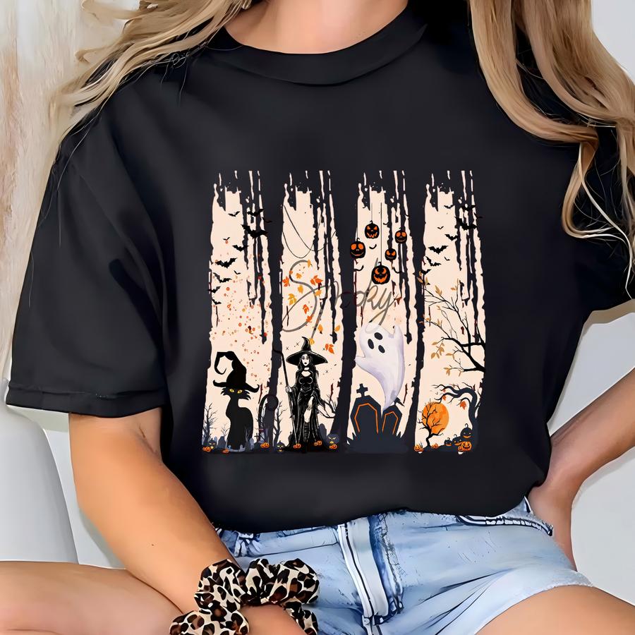 Cute Spooky Season Sweater,halloween Sweatshirt, Womens Halloween Tshirt, Cute Fall Shirt, Gift For Halloween Tee, Spooky Season Shirt Gift T-shirt