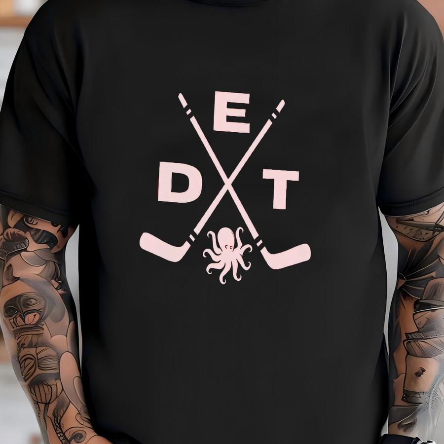 Detroit Hockey Apparel, Mens Womens Hoodie/crewneck Sweatshirt/ Hoodie, Sports Fan Gift, Game Day Outfit, Det Cross Sticks T-shirt