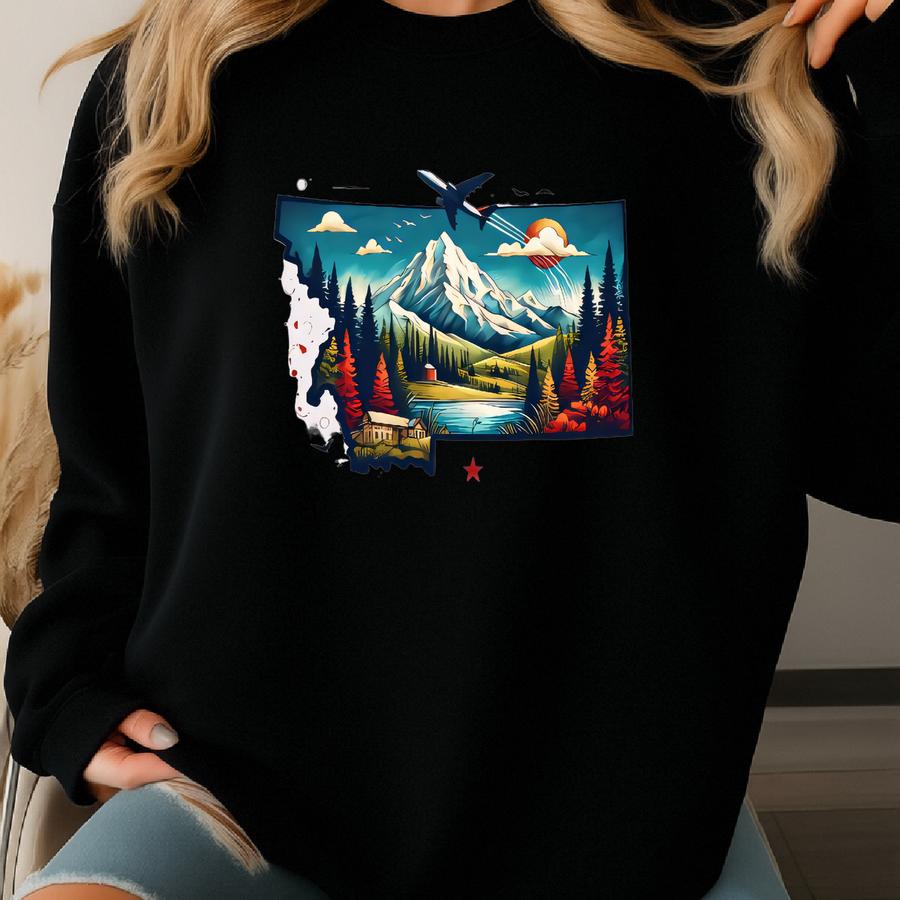Montana State T-shirt, Montana Hoodie, Montana Sweatshirt, Montana Trip Gift, Montana State Map Hoodie, Nature Lover Tee, Montana Souvenir Sweatshirt