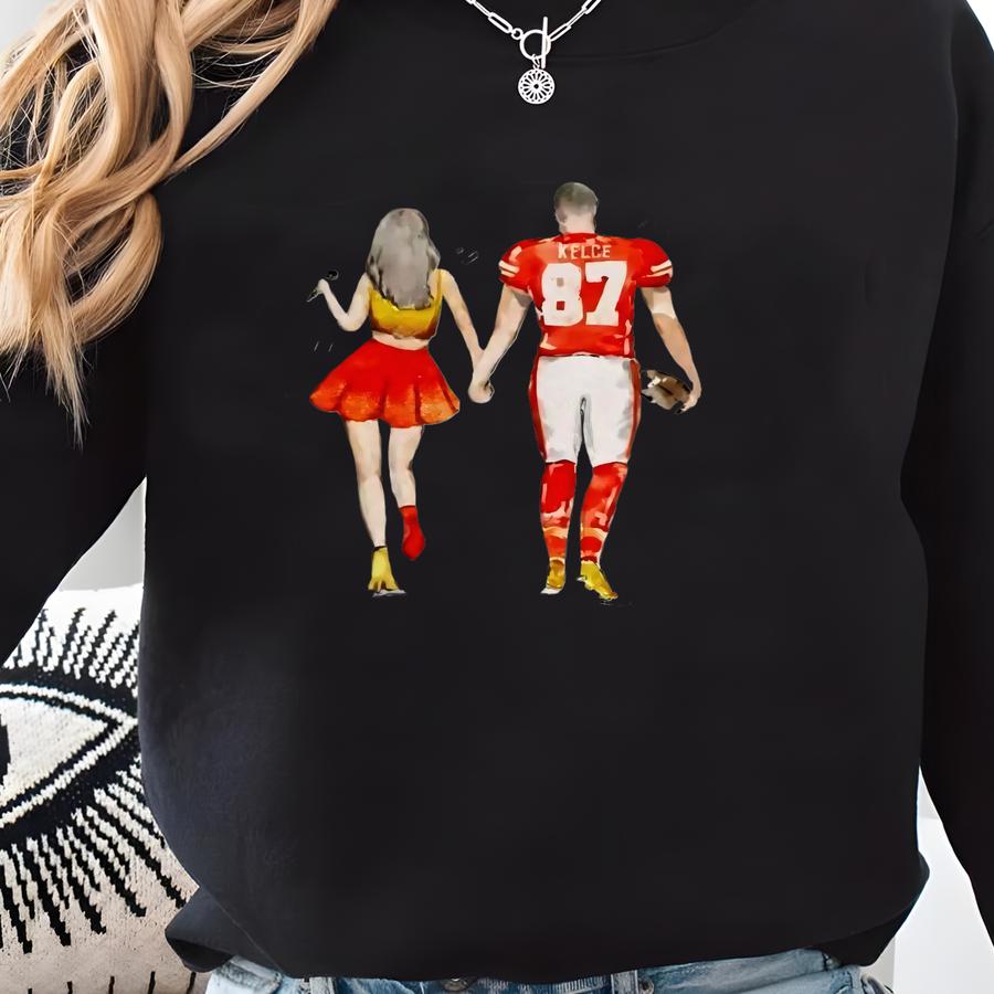 Taylor And Travis Minimalist Style Sweatshirt, American Football Sweatshirt, Karma Kelce 87 Sweatshirt, Jersey Sweatshirt Sweatshirt