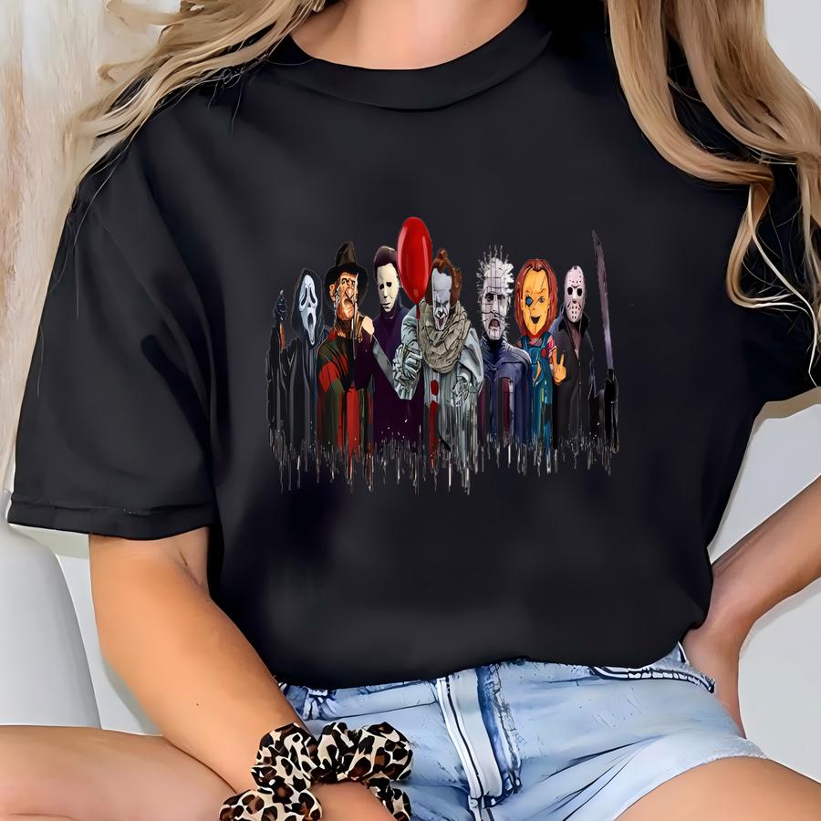Horror Movie Friends Shirt, Halloween Friends Hoodie, Scary Movie Fan Gift, Horror Character Tee, Spooky Season Top, Halloween Party Shirt T-shirt